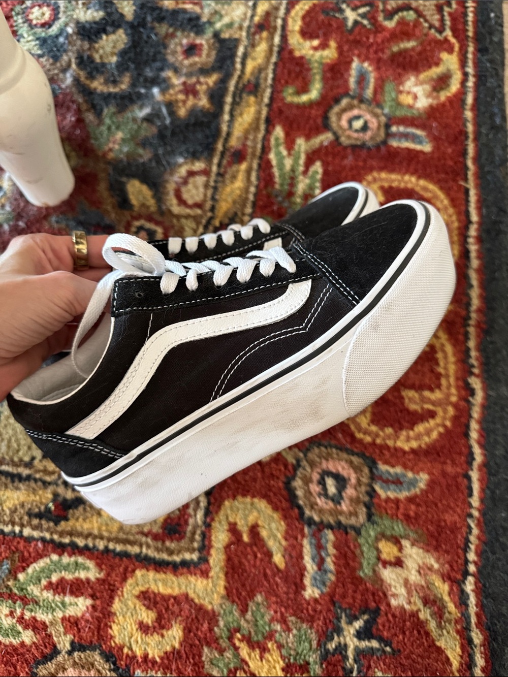 Vans Black and White Platform Old Skool Sneaker